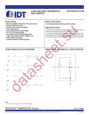 IDT74CBTLV3126PGG8 datasheet  